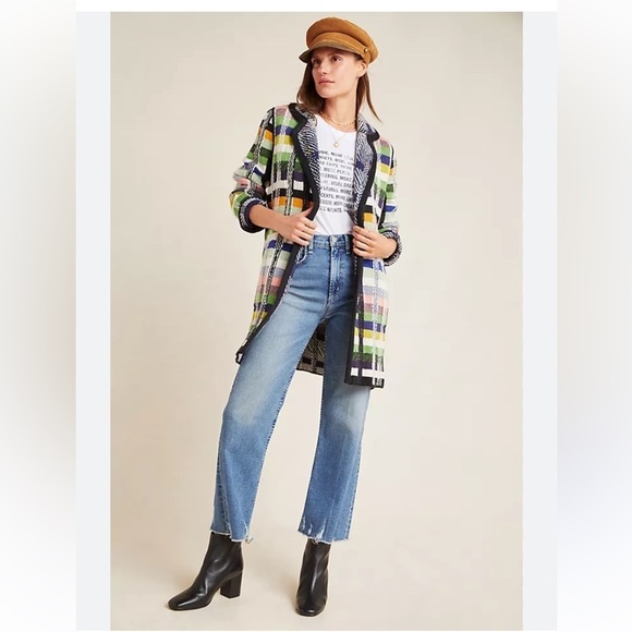 Anthropologie Shanley Plaid Wool Sweater Coat Size Small NEW - Picture 4 of 15